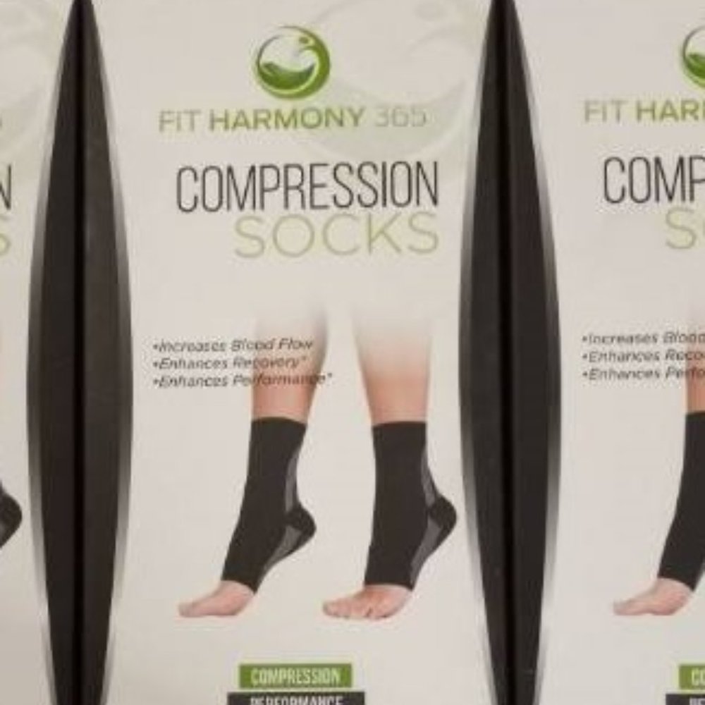 2-Pc Pair of Ankle Sleeve Foot Compression Socks Size L